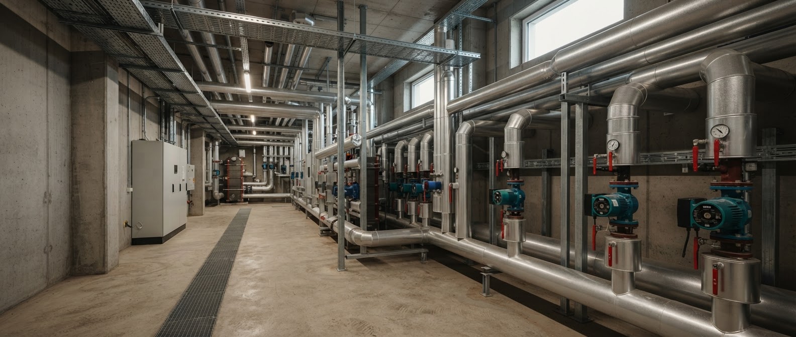 Koncepcyjne zdjęcie instalacji technicznej w budynku